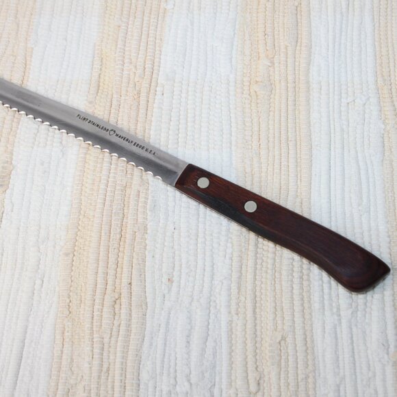 VTG FLINT ARROWHEAD STAINLESS WAVERLY EDGE SERRATED CUTTING STEAK KNIFE 8" BLADE - Picture 5 of 14